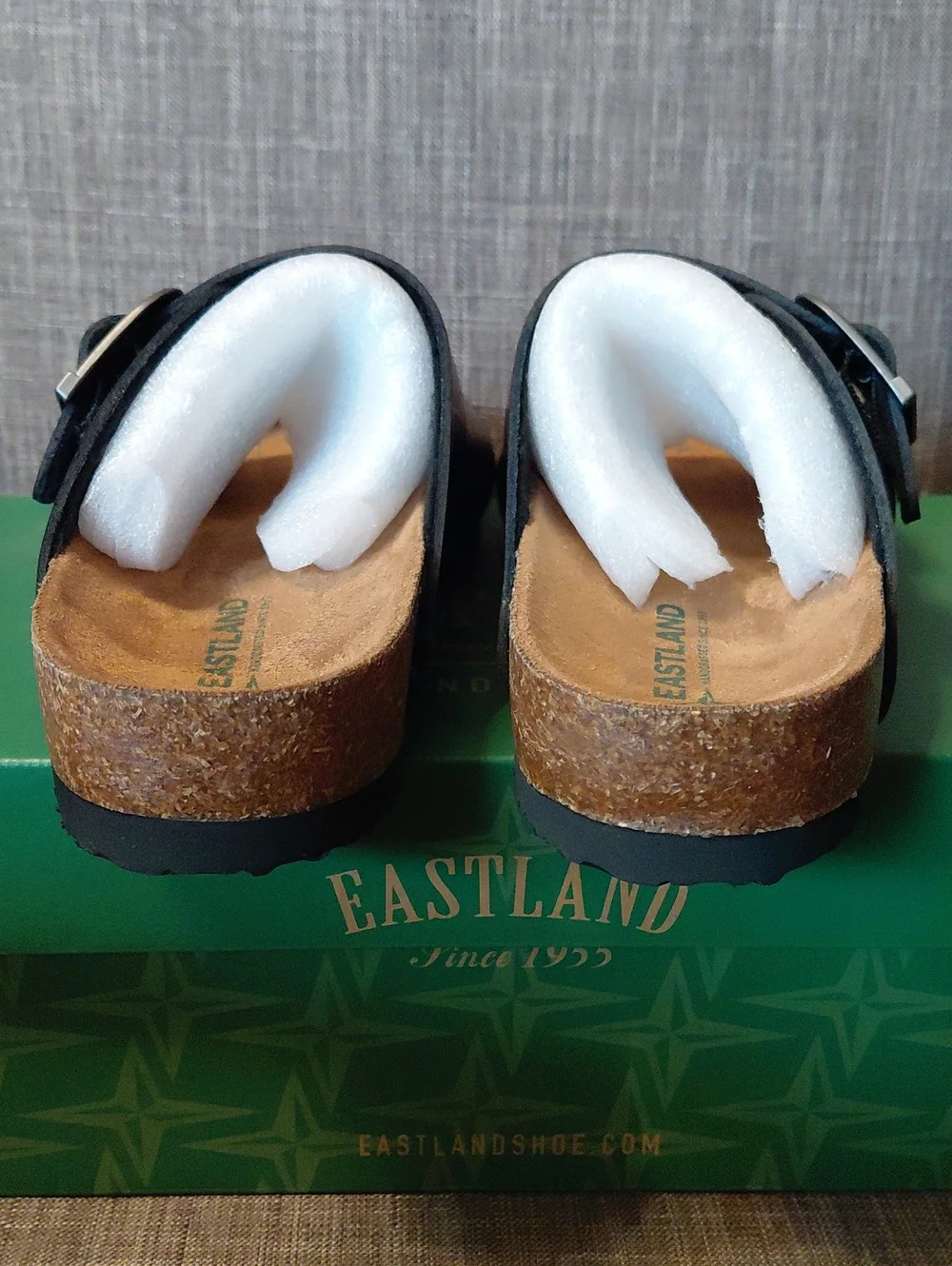 Eastland Men's Black Dual-Strap Buckle Slide Sandals Size 8
